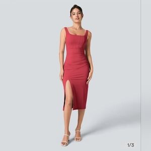 Halara Corset Dress Ruby Red Sleeveless Midi Dress